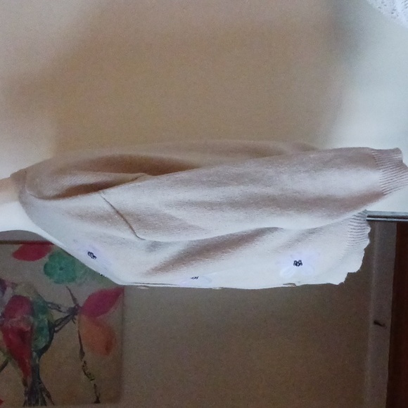 Made with ❤️ cardigan sweater flowers beads recycled materials beige purple M - Picture 3 of 8